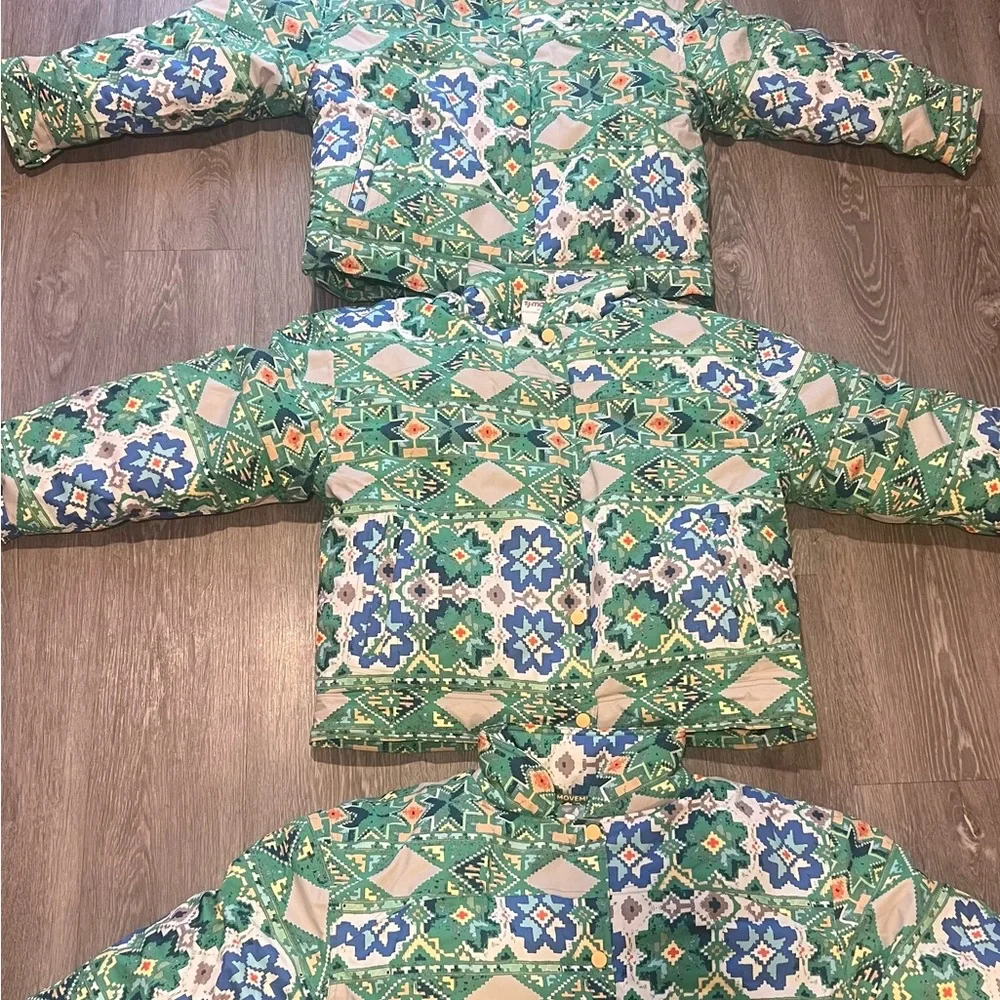 Free People Movement Bunny Slope Printed Puffer Jacket Green - Picture 4 of 4